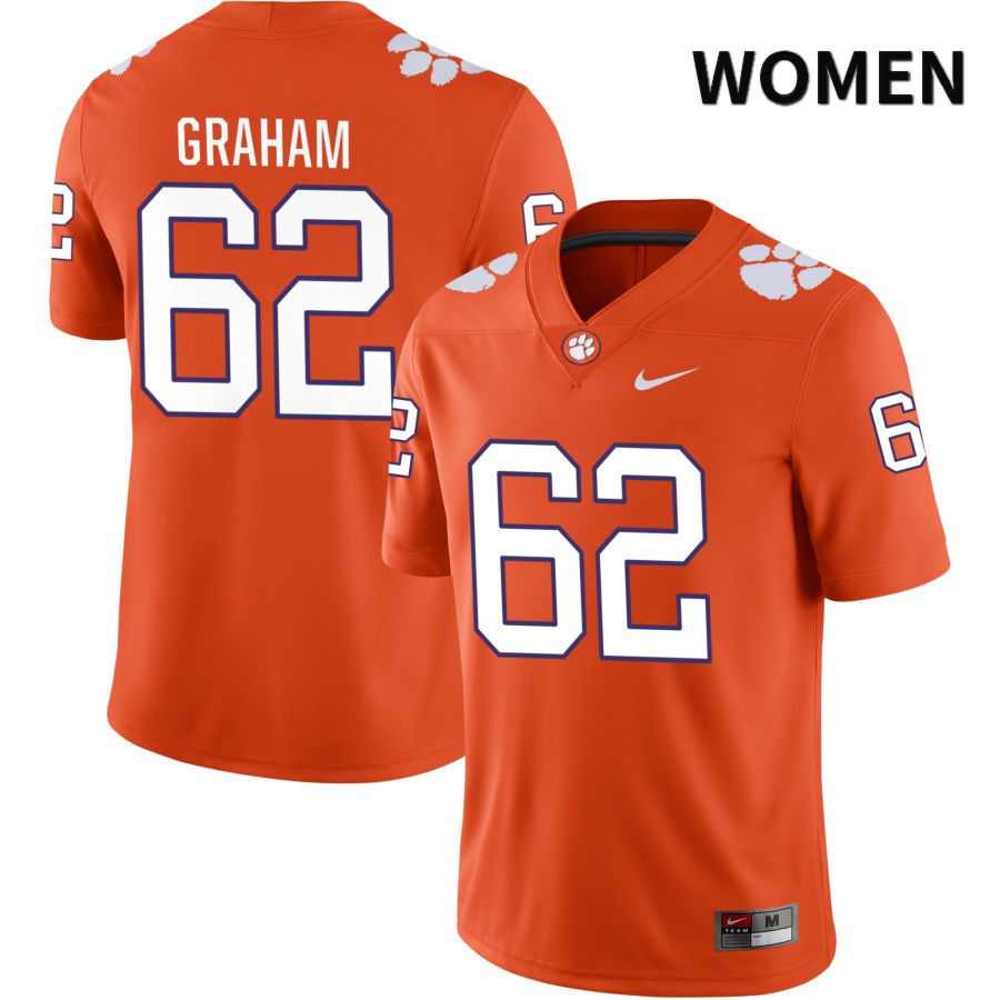 Women's Clemson Tigers Connor Graham #62 College Orange NIL 2022 NCAA Authentic Jersey Colors PWC20N6N